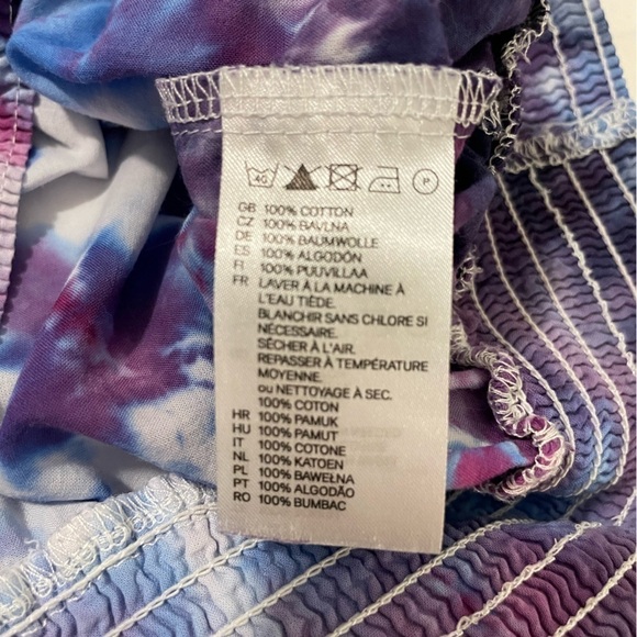 H&M Divided hand crafted tie dye 3/4 Sleeves Off The Shoulder Crop Top Size 8 - Picture 7 of 7